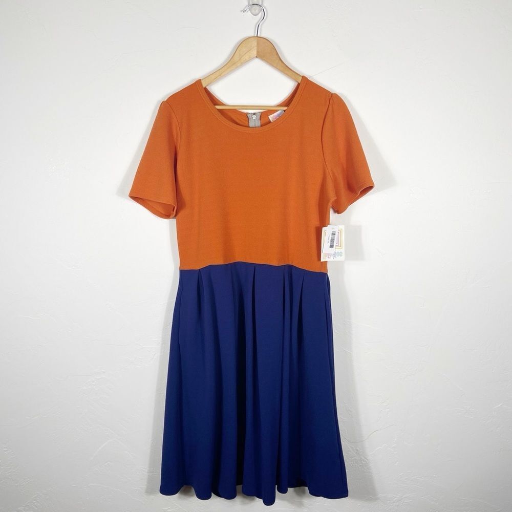 NWT Lularoe Amelia Dress Orange and Blue